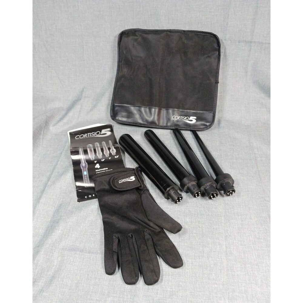 Cortisio 5 Interchangeable Tourmaline Curling Iron Replacement Heads Glove Case